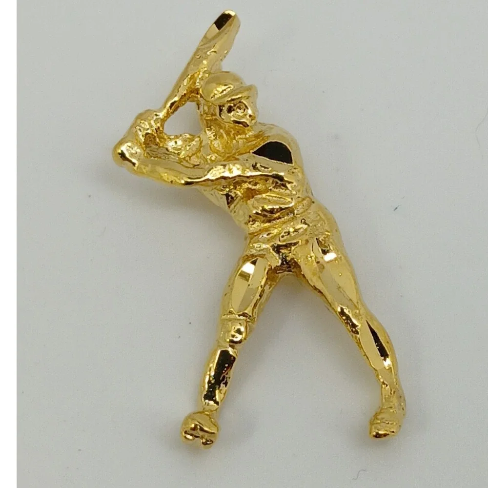 Karatbond Vintage Y2K Baseball Player Batter Charm Gold Made  USA New-Old-Stock